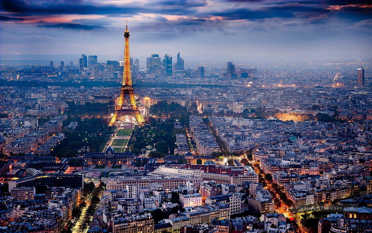 Tour Eiffel photo la nuit Peintures à l'huile